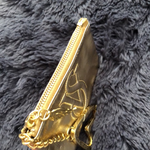 Victoria’s Secret Angel Wings Gold Heart Keychain Metallic Zipper Zip Top Pouch - Picture 7 of 9